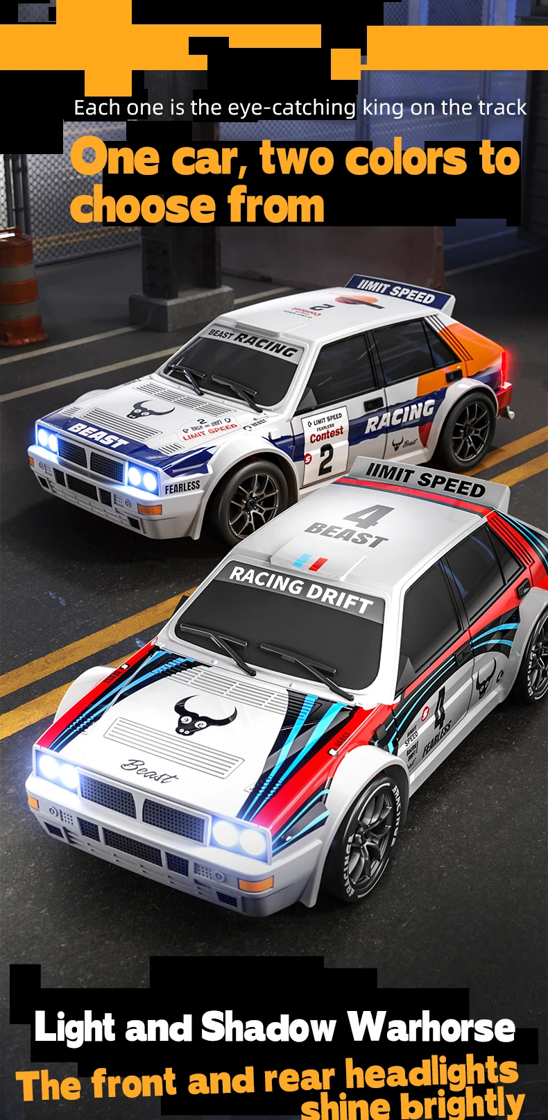 2025 New 4WD RC Car 1:24 Scale Four-wheel Drive Drift With Two Speed Settings 20 km/h LED Light Children Toys Rechargeable SG204