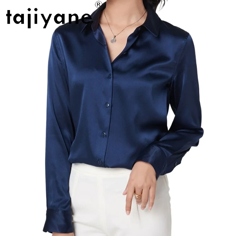 TAJIYANE 93% Mulberry Silk Blouse Elegant Office Wear Woman Shirt 16 Colors Long Sleeve Summer Tops 2025 Women Clothing Блузка