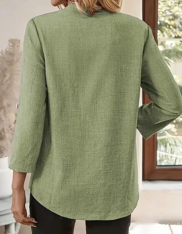 Solid Casual Loose Blouses For Women Fashion 2025 Autumn Vintage Women's Oversized Shirts And Blouses Elegant Youth Female Tops