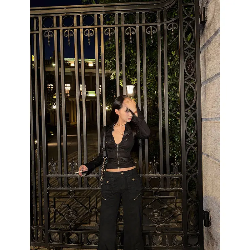 Women Crop Tops Sexy Blouses Women Deep V-neck Zipper Shirts 2025 Blusas Mujer De Moda Long Sleeve Tunic Casual Chic Y2k Blouse