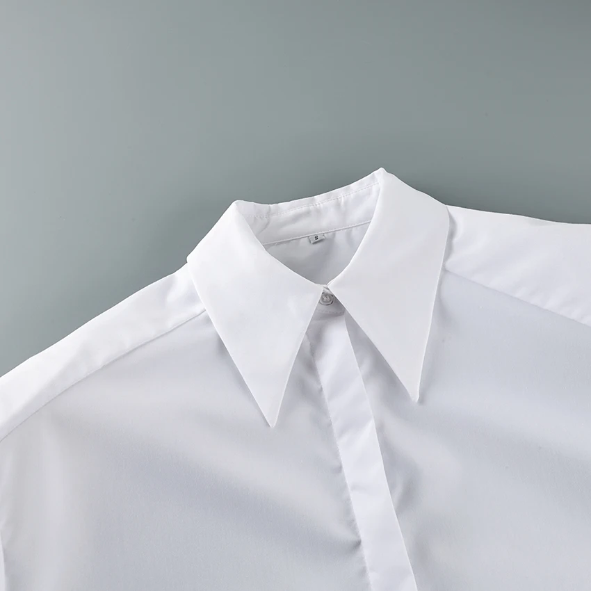 Linad Autumn Elegant White Puff Sleeve Shirt Office Lady Single-Breasted Woman Blouse 2025 Street Chic Turn Down Collar Tops