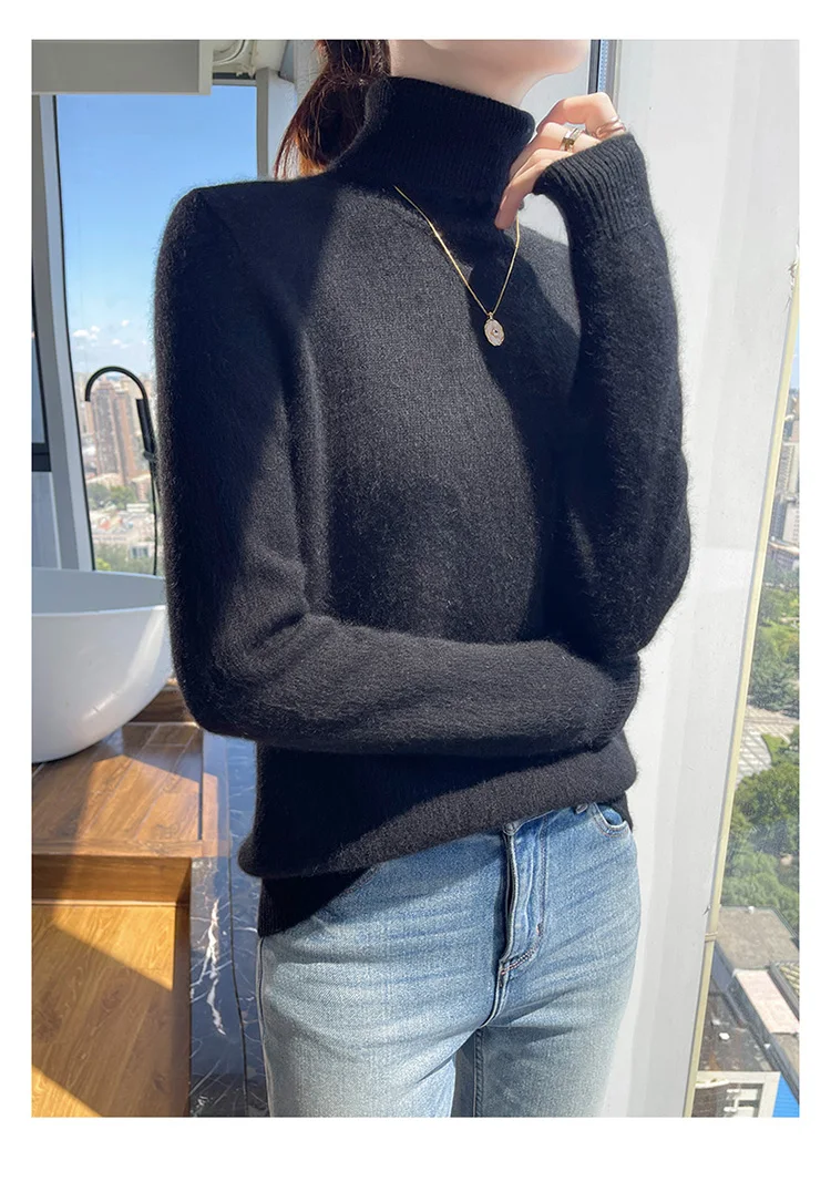 100% pure cashmere women's sweater high neck autumn and winter new style women's knitted pullover fashionable warm women's top