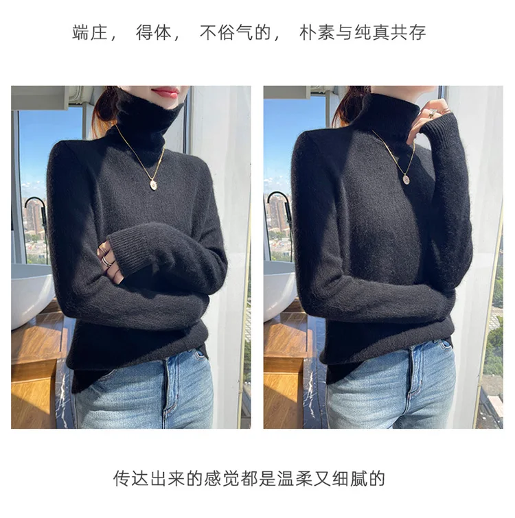 100% pure cashmere women's sweater high neck autumn and winter new style women's knitted pullover fashionable warm women's top