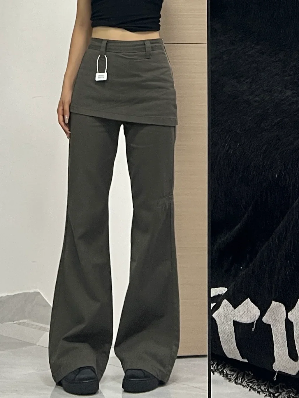 Botvotee Fake Two-Piece Plus size Wide Leg Jeans for Women 2025 New Y2k Fashion Streetwear High Waisted Flare Denim Pants