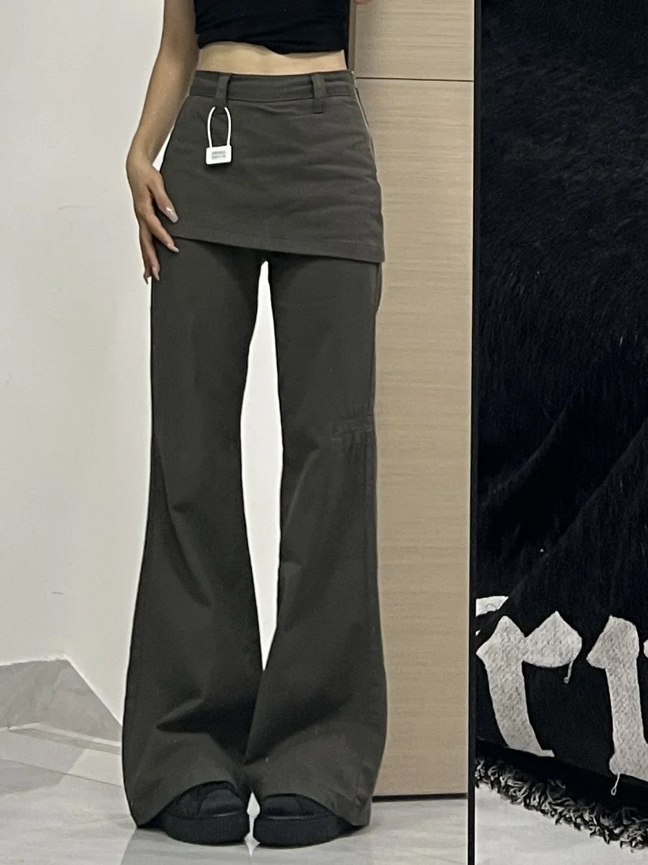 Botvotee Fake Two-Piece Plus size Wide Leg Jeans for Women 2025 New Y2k Fashion Streetwear High Waisted Flare Denim Pants