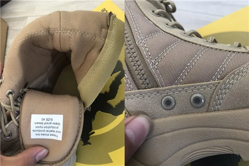 Men's Outdoor High-top Leather Boots Tactical Military Boots Black Thick-soled Shoes Lightweight and Wear-resistant Hiking Shoes