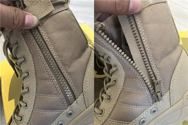 Men's Outdoor High-top Leather Boots Tactical Military Boots Black Thick-soled Shoes Lightweight and Wear-resistant Hiking Shoes