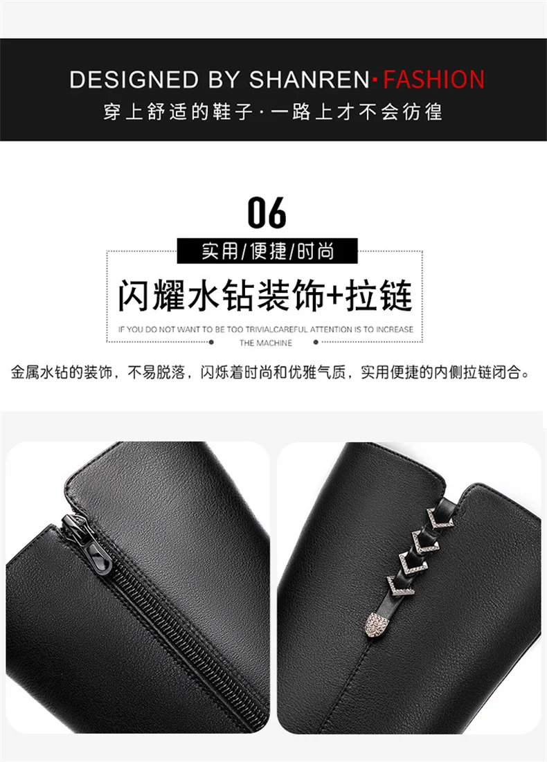 Women's Boots Autumn Winter Fashion  High Heel Round Toe Plush Soft Bottom Street Style Mid Calf Soft Leather Boots Office Mom