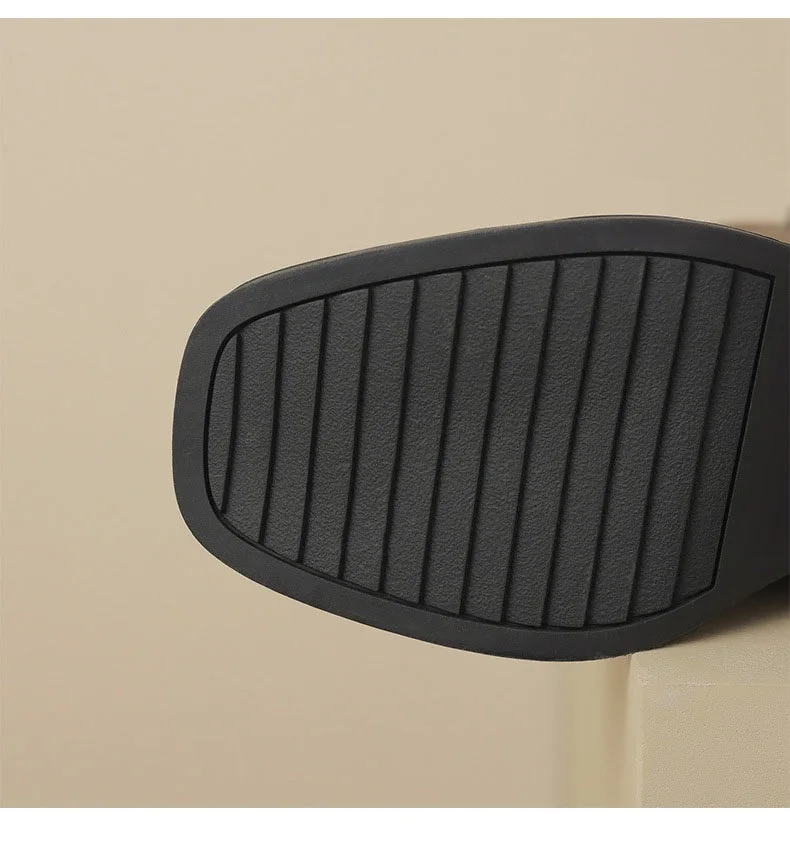 DRKANOL Real Cowhide Chelsea Boots Women Thick High Heel Natural Wool Warm Boots Street Style Retro Back Zipper Mid Calf Boots