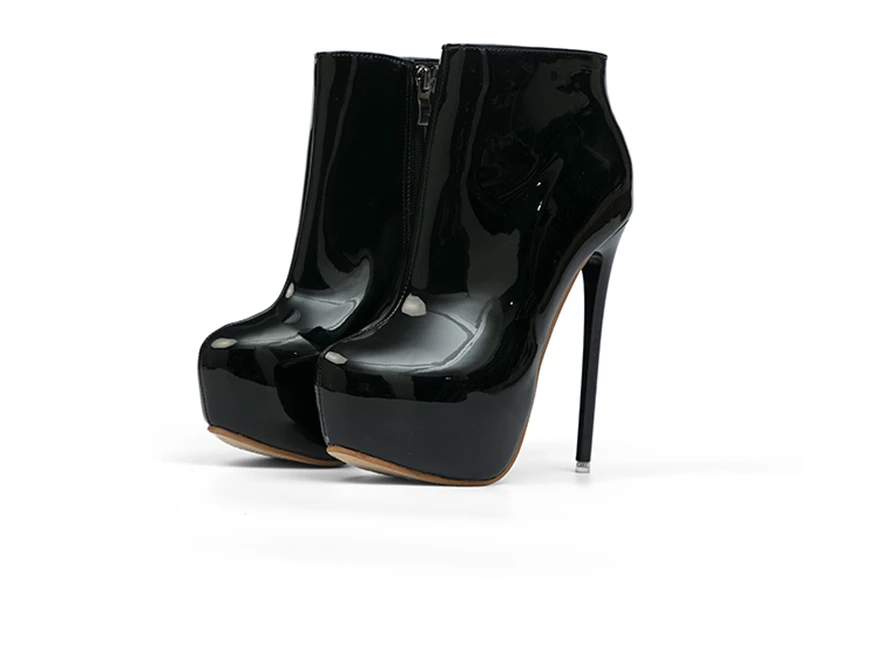 Big Size 35-47 Patent Leather Women Boots Round Toe Side Zipper Super High Heels 16CM Pumps 2025 Sexy Platform Party Shoes Woman Big Size 35-47 Patent Leather Women Boots Round Toe Side Zipper Super High Heels 16CM Pumps 2025 Sexy Platform Party Shoes Woman