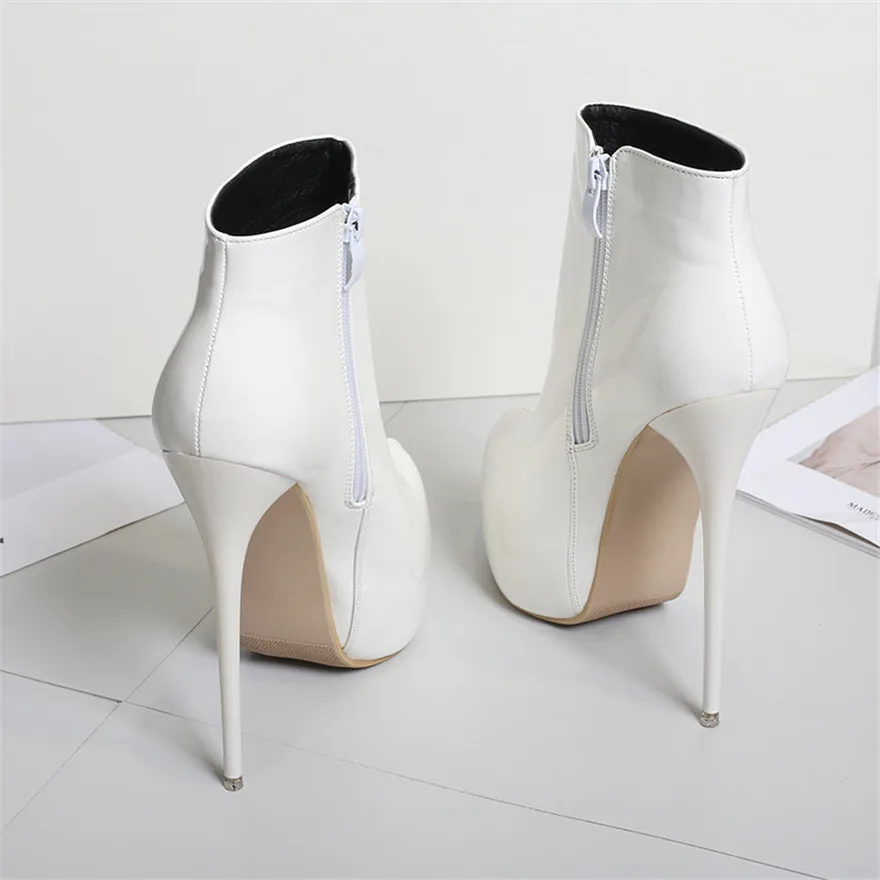 Big Size 35-47 Patent Leather Women Boots Round Toe Side Zipper Super High Heels 16CM Pumps 2025 Sexy Platform Party Shoes Woman Big Size 35-47 Patent Leather Women Boots Round Toe Side Zipper Super High Heels 16CM Pumps 2025 Sexy Platform Party Shoes Woman