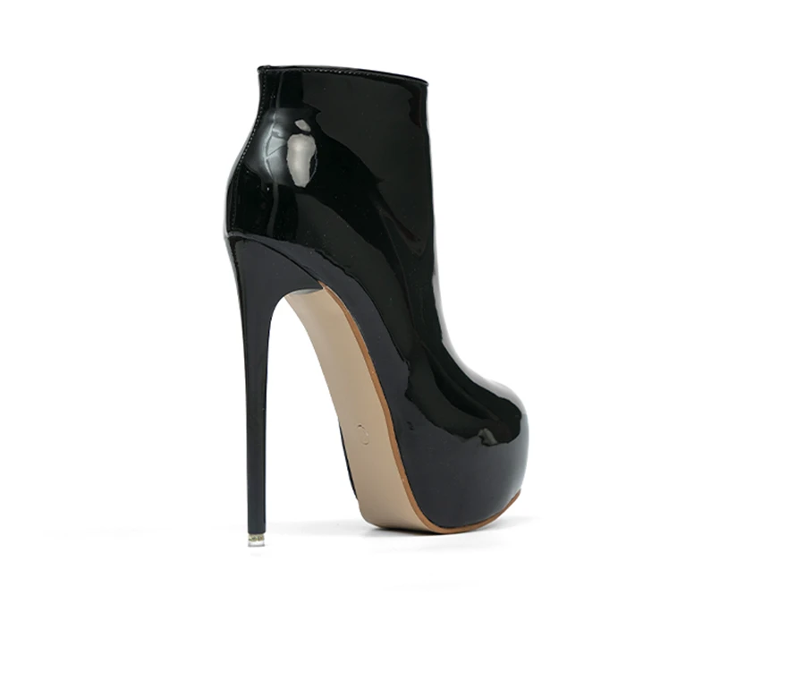 Big Size 35-47 Patent Leather Women Boots Round Toe Side Zipper Super High Heels 16CM Pumps 2025 Sexy Platform Party Shoes Woman Big Size 35-47 Patent Leather Women Boots Round Toe Side Zipper Super High Heels 16CM Pumps 2025 Sexy Platform Party Shoes Woman