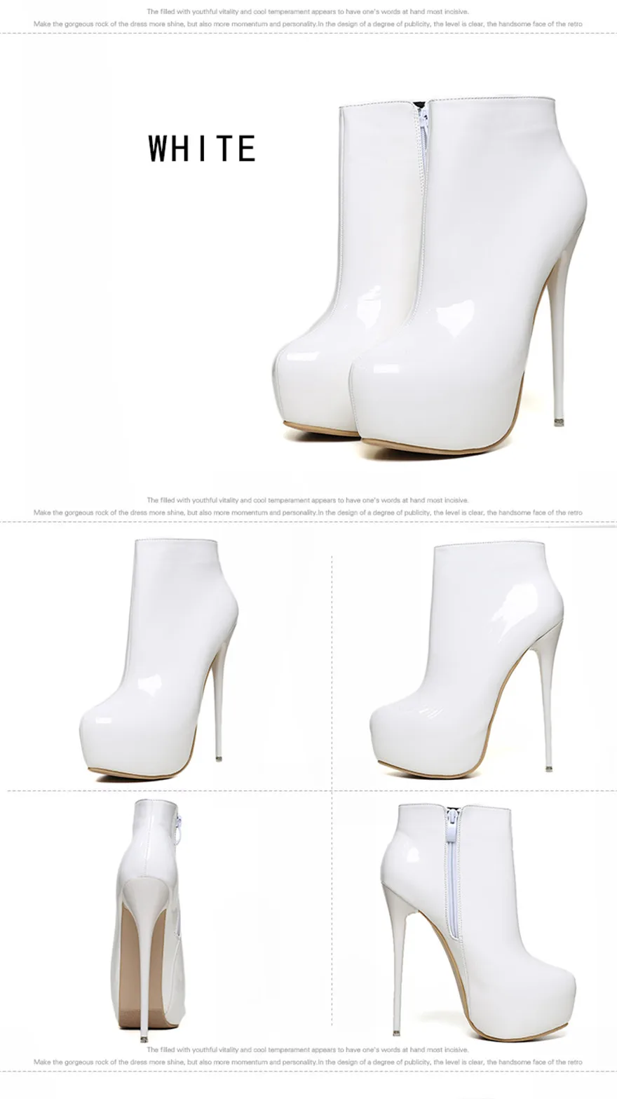 Big Size 35-47 Patent Leather Women Boots Round Toe Side Zipper Super High Heels 16CM Pumps 2025 Sexy Platform Party Shoes Woman Big Size 35-47 Patent Leather Women Boots Round Toe Side Zipper Super High Heels 16CM Pumps 2025 Sexy Platform Party Shoes Woman