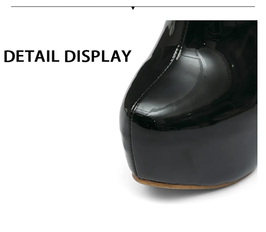 Big Size 35-47 Patent Leather Women Boots Round Toe Side Zipper Super High Heels 16CM Pumps 2025 Sexy Platform Party Shoes Woman Big Size 35-47 Patent Leather Women Boots Round Toe Side Zipper Super High Heels 16CM Pumps 2025 Sexy Platform Party Shoes Woman