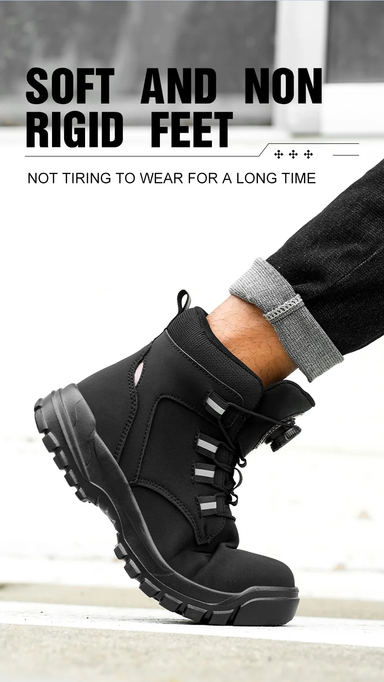 Waterproof Safety Boots Men Indestructible Steel Toe Work Boots Anti-smash Stab-resistant Safety Shoes Biker Botas Para Hombre