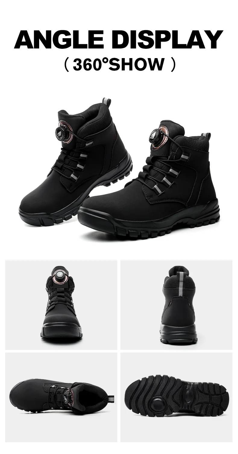 Waterproof Safety Boots Men Indestructible Steel Toe Work Boots Anti-smash Stab-resistant Safety Shoes Biker Botas Para Hombre