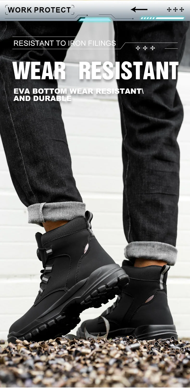 Waterproof Safety Boots Men Indestructible Steel Toe Work Boots Anti-smash Stab-resistant Safety Shoes Biker Botas Para Hombre