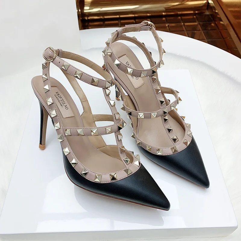 Shoes For Women 2025 Summer Luxury Punk Metal Rivet High Heels Gladiator Pointed Toe Stiletto Sandals Elegant Sexy Party Shoes Shoes For Women 2025 Summer Luxury Punk Metal Rivet High Heels Gladiator Pointed Toe Stiletto Sandals Elegant Sexy Party Shoes