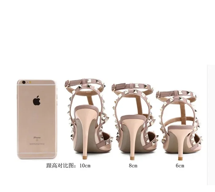 Shoes For Women 2025 Summer Luxury Punk Metal Rivet High Heels Gladiator Pointed Toe Stiletto Sandals Elegant Sexy Party Shoes Shoes For Women 2025 Summer Luxury Punk Metal Rivet High Heels Gladiator Pointed Toe Stiletto Sandals Elegant Sexy Party Shoes