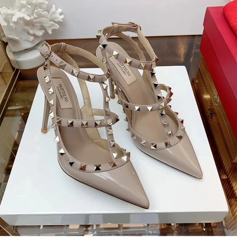 Shoes For Women 2025 Summer Luxury Punk Metal Rivet High Heels Gladiator Pointed Toe Stiletto Sandals Elegant Sexy Party Shoes Shoes For Women 2025 Summer Luxury Punk Metal Rivet High Heels Gladiator Pointed Toe Stiletto Sandals Elegant Sexy Party Shoes