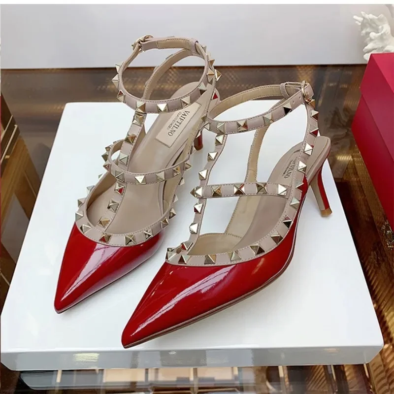 Shoes For Women 2025 Summer Luxury Punk Metal Rivet High Heels Gladiator Pointed Toe Stiletto Sandals Elegant Sexy Party Shoes Shoes For Women 2025 Summer Luxury Punk Metal Rivet High Heels Gladiator Pointed Toe Stiletto Sandals Elegant Sexy Party Shoes