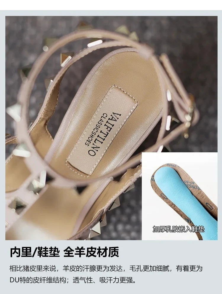 Shoes For Women 2025 Summer Luxury Punk Metal Rivet High Heels Gladiator Pointed Toe Stiletto Sandals Elegant Sexy Party Shoes Shoes For Women 2025 Summer Luxury Punk Metal Rivet High Heels Gladiator Pointed Toe Stiletto Sandals Elegant Sexy Party Shoes