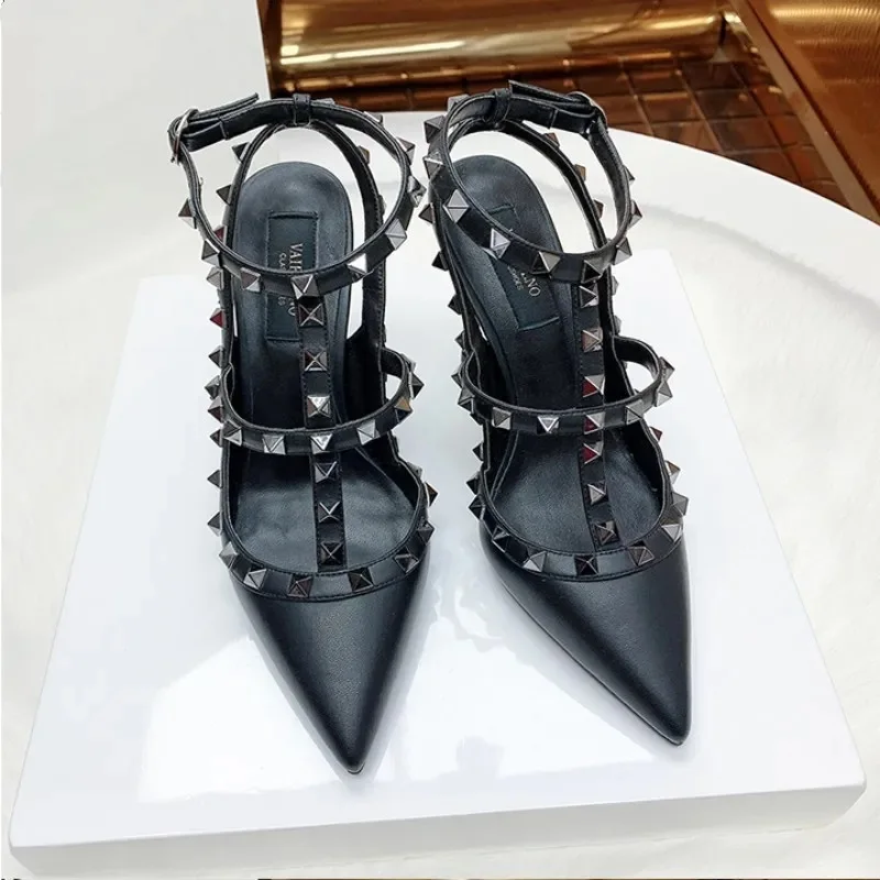 Shoes For Women 2025 Summer Luxury Punk Metal Rivet High Heels Gladiator Pointed Toe Stiletto Sandals Elegant Sexy Party Shoes Shoes For Women 2025 Summer Luxury Punk Metal Rivet High Heels Gladiator Pointed Toe Stiletto Sandals Elegant Sexy Party Shoes