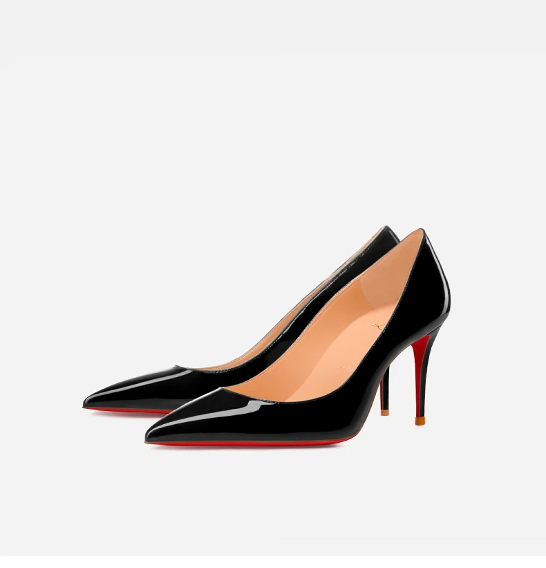 Women heels Naked color Women's elegant high heel Luxury Black shoes woman 2025 Red Shiny Bottoms Pointed Toe party Ladies Women