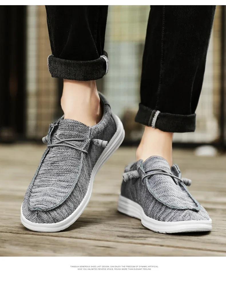 Dude Canvas Shoes Men Casual Slip on Shoes Alpargatas Hombre Moccasins Mocassin Homme Lightweight Breathable Plus Big Size 50