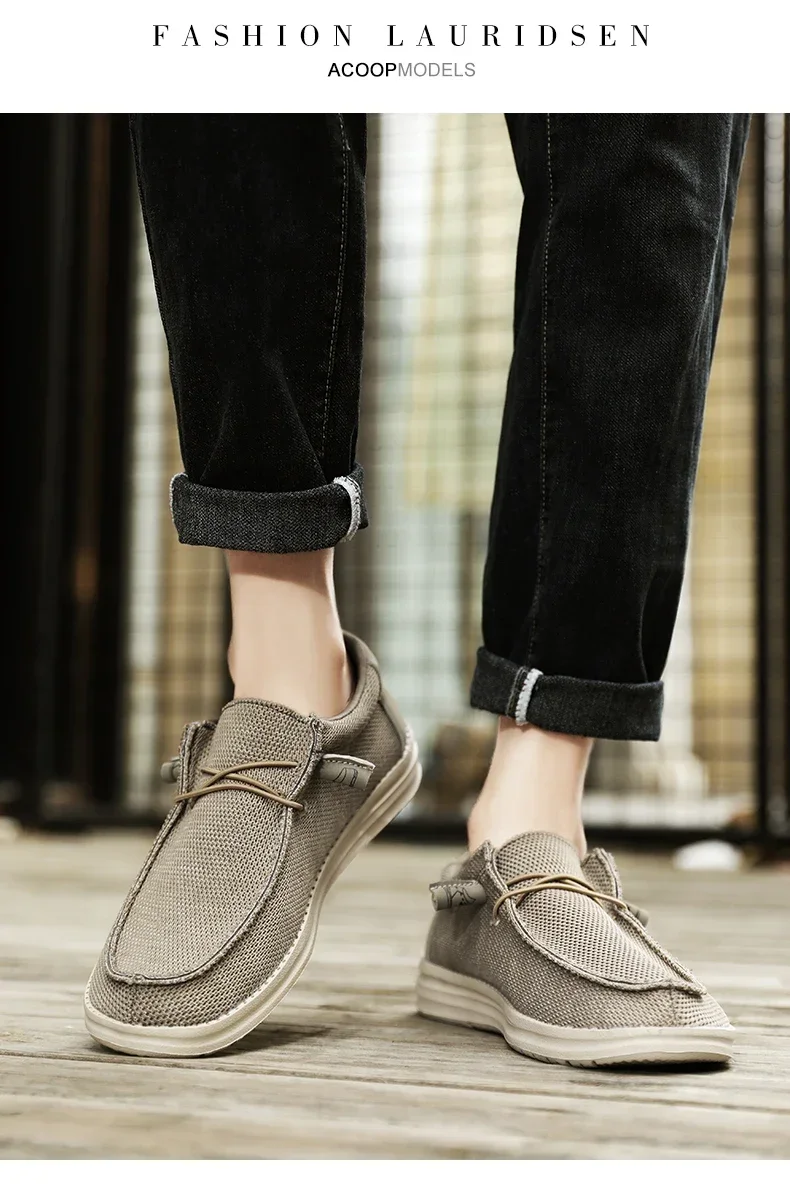 Dude Canvas Shoes Men Casual Slip on Shoes Alpargatas Hombre Moccasins Mocassin Homme Lightweight Breathable Plus Big Size 50