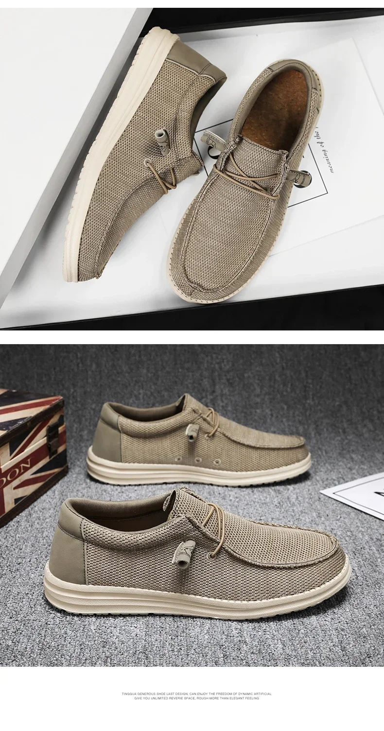 Dude Canvas Shoes Men Casual Slip on Shoes Alpargatas Hombre Moccasins Mocassin Homme Lightweight Breathable Plus Big Size 50