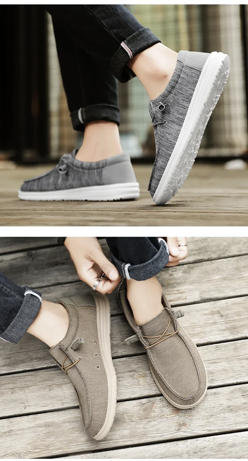 Dude Canvas Shoes Men Casual Slip on Shoes Alpargatas Hombre Moccasins Mocassin Homme Lightweight Breathable Plus Big Size 50