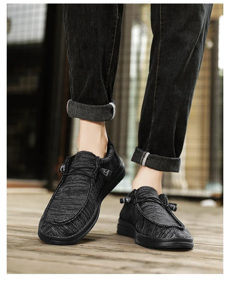 Dude Canvas Shoes Men Casual Slip on Shoes Alpargatas Hombre Moccasins Mocassin Homme Lightweight Breathable Plus Big Size 50