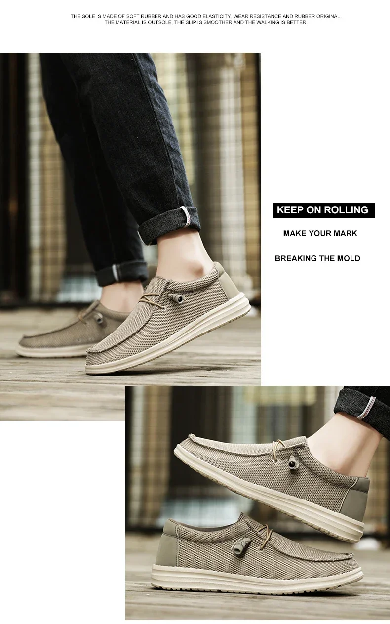 Dude Canvas Shoes Men Casual Slip on Shoes Alpargatas Hombre Moccasins Mocassin Homme Lightweight Breathable Plus Big Size 50