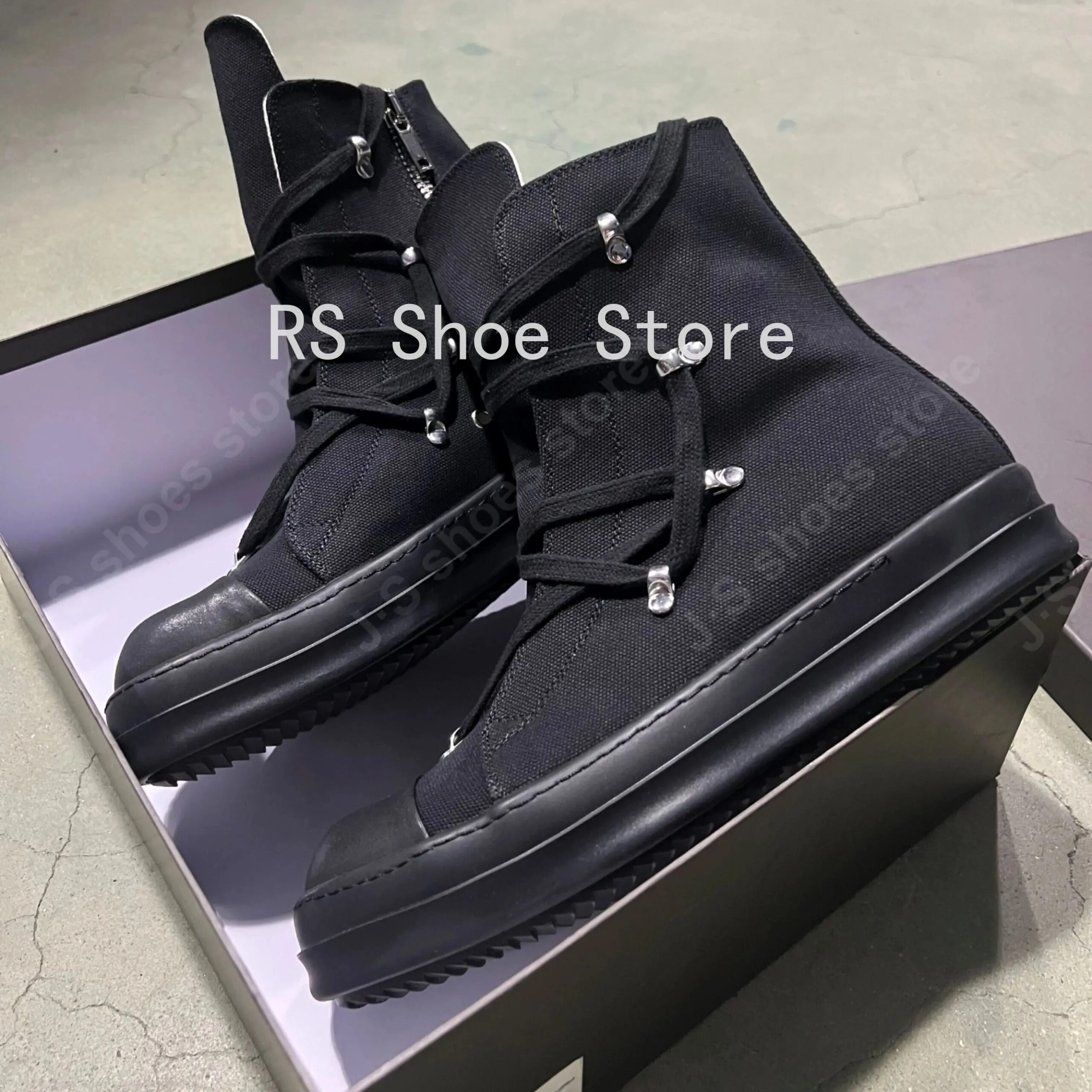 Ro Classic Designer Ro Black Canvas Boot High Top Shoe Men Casual Shoes Luxury ZIP Women Sneaker Thick-Sole Ankle Boots Ro Classic Designer Ro Black Canvas Boot High Top Shoe Men Casual Shoes Luxury ZIP Women Sneaker Thick-Sole Ankle Boots