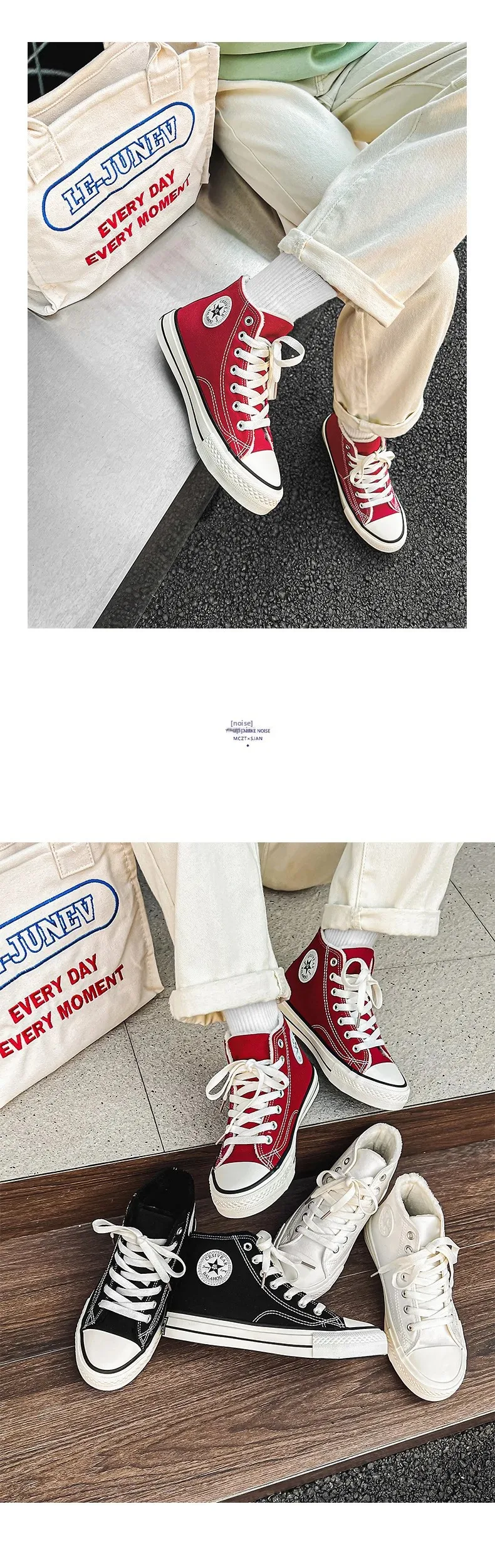 Winter Warm Fleece High Top Canvas Shoes Women's Hot Sale Of The Season Candy Color Retro Simple Cotton Shoes Casual Shoes Rubbe