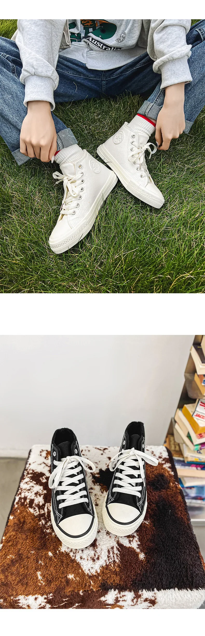 Winter Warm Fleece High Top Canvas Shoes Women's Hot Sale Of The Season Candy Color Retro Simple Cotton Shoes Casual Shoes Rubbe