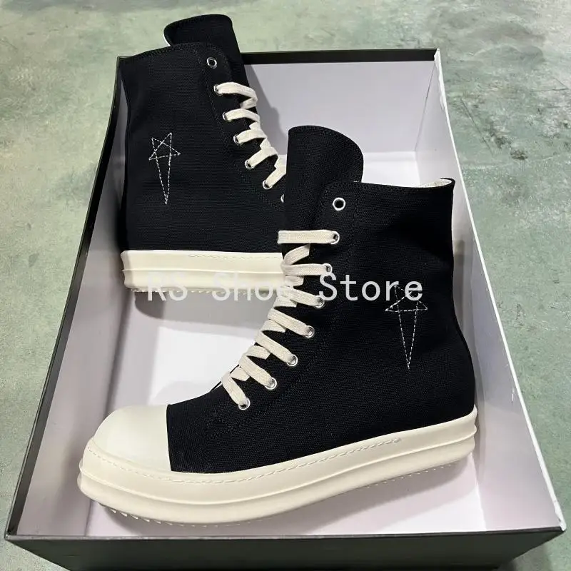 Ro Classic Design Black Canvas Boot High Top Shoe Men Casual Shoes Luxury Zipper Women Sneaker s Ankle Boots Sneakers