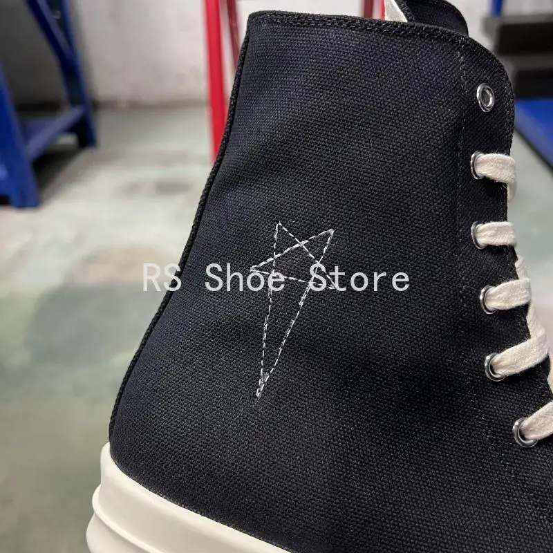 Ro Classic Design Black Canvas Boot High Top Shoe Men Casual Shoes Luxury Zipper Women Sneaker s Ankle Boots Sneakers