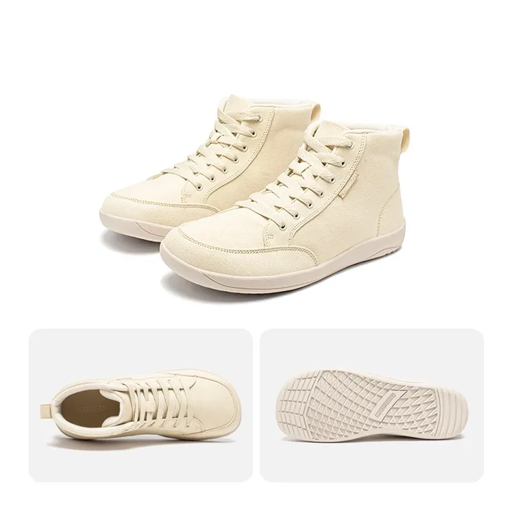 HOBIBEAR Mid-Top Barefoot Shoes Unisex Wide Toe Box Canvas Sneakes Zero Drop Lace Up Outdoor Walking Shoes