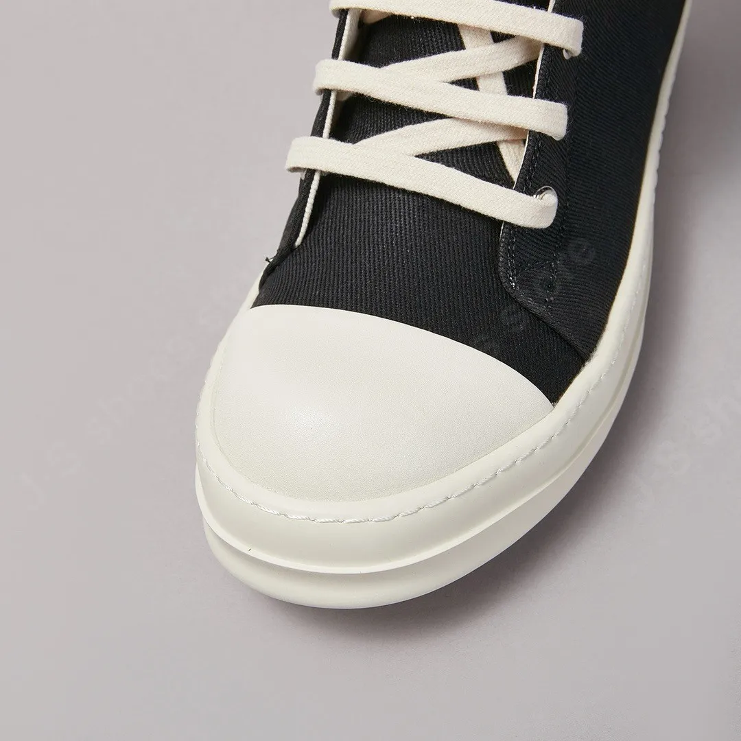 R-o Ankle Boot Men High Top Shoe Black Canvas Women Sneaker Casual Shoes Waxed Canvas Sneakers Zipper Lace Up Boots