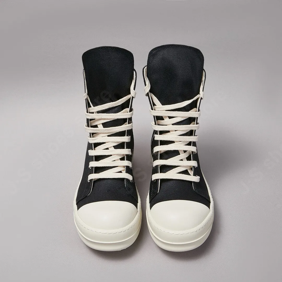 R-o Ankle Boot Men High Top Shoe Black Canvas Women Sneaker Casual Shoes Waxed Canvas Sneakers Zipper Lace Up Boots