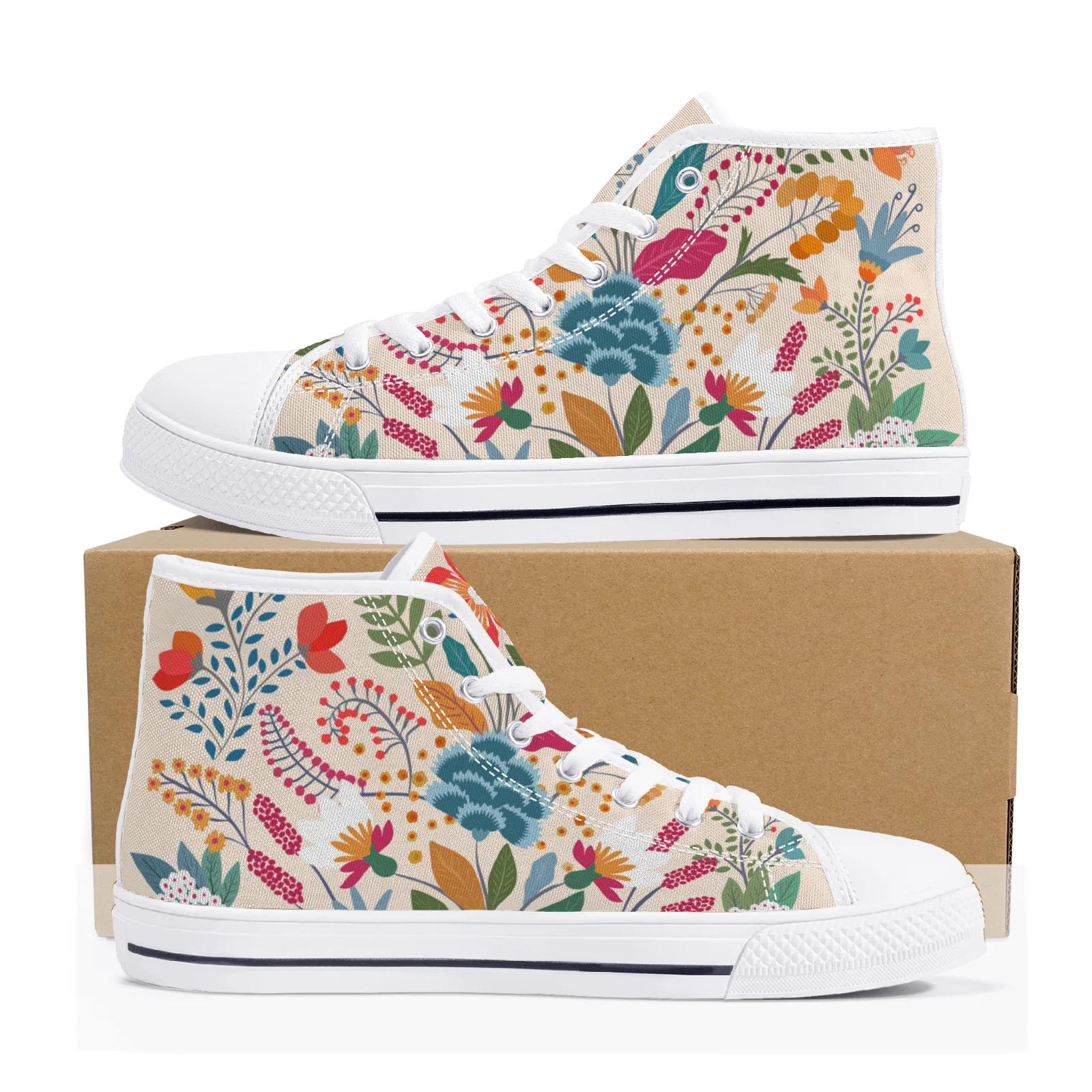 Customized hand-painted artist design pattern vulcanized shoes classic high-top canvas shoes casual sneakers denim shoes