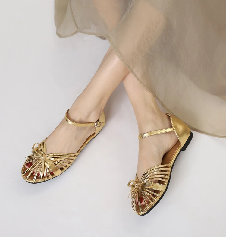 ZAROY Summer Women Flat Sandals Single Strap Hollow Out Gladiator Roman Shoes Pretty Bowtie Sandalias Casual Street Footwear