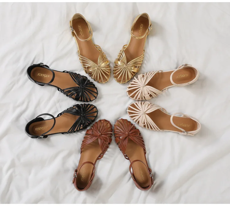 ZAROY Summer Women Flat Sandals Single Strap Hollow Out Gladiator Roman Shoes Pretty Bowtie Sandalias Casual Street Footwear