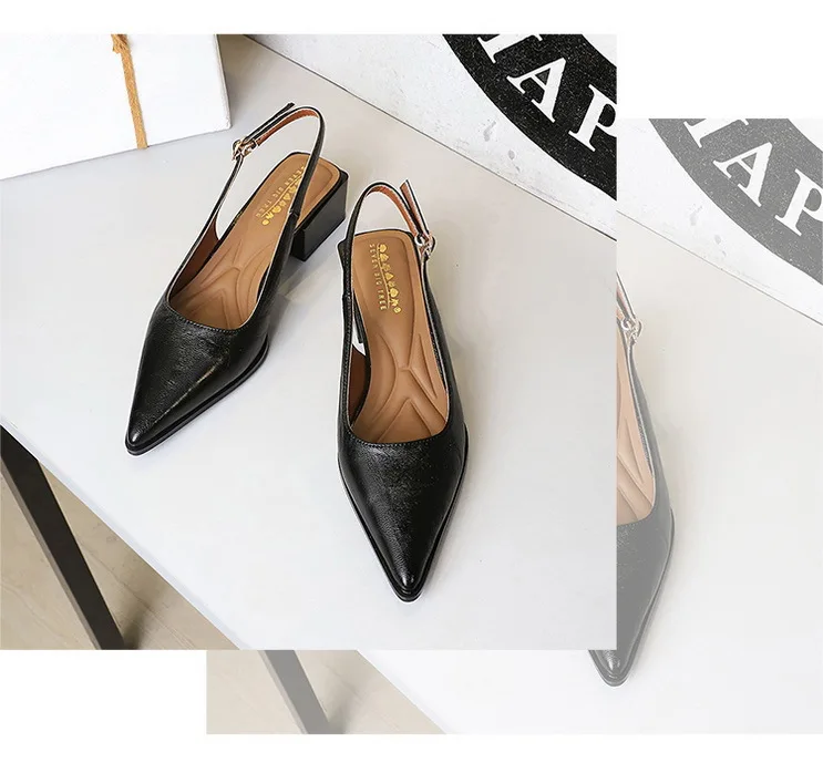 New Product Medium Heel Women Single Shoes Pointed Toe Shallow Mouth Ladies Pumps Coarse Heels Comfortable Work High Heels Shoes