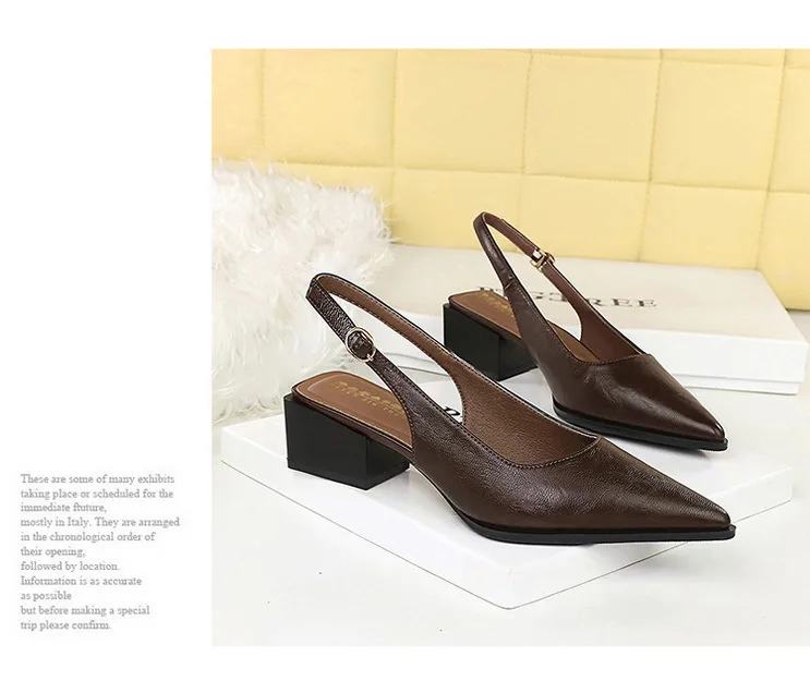 New Product Medium Heel Women Single Shoes Pointed Toe Shallow Mouth Ladies Pumps Coarse Heels Comfortable Work High Heels Shoes