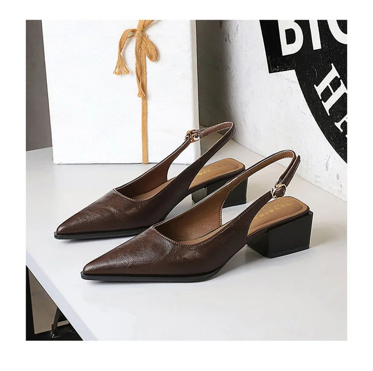 New Product Medium Heel Women Single Shoes Pointed Toe Shallow Mouth Ladies Pumps Coarse Heels Comfortable Work High Heels Shoes