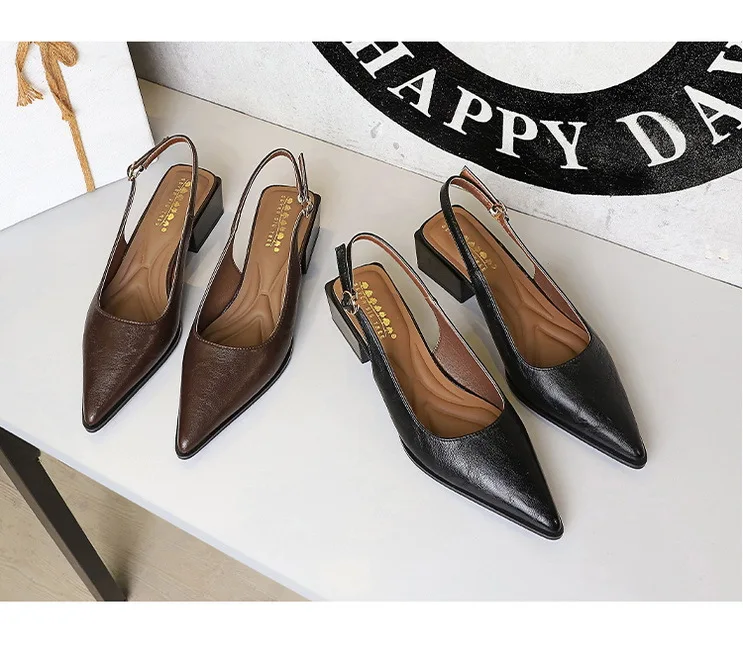 New Product Medium Heel Women Single Shoes Pointed Toe Shallow Mouth Ladies Pumps Coarse Heels Comfortable Work High Heels Shoes