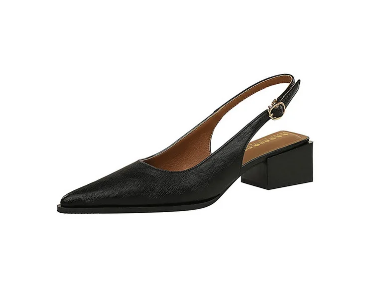 New Product Medium Heel Women Single Shoes Pointed Toe Shallow Mouth Ladies Pumps Coarse Heels Comfortable Work High Heels Shoes